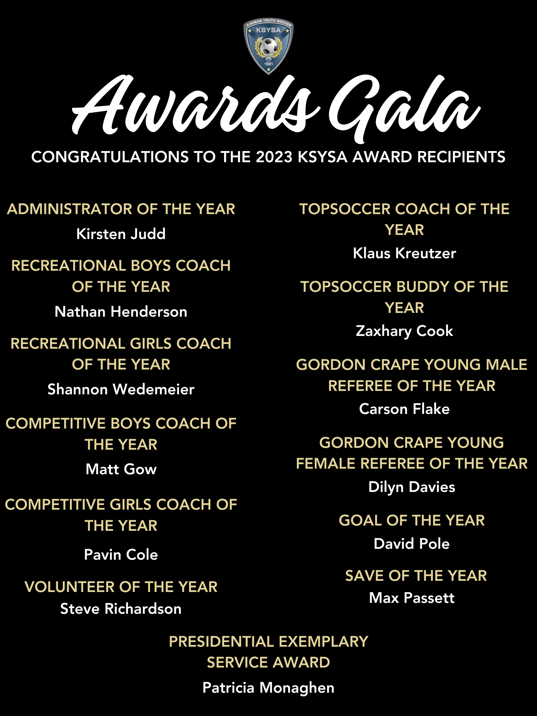 Past Award Winners USYS Kansas